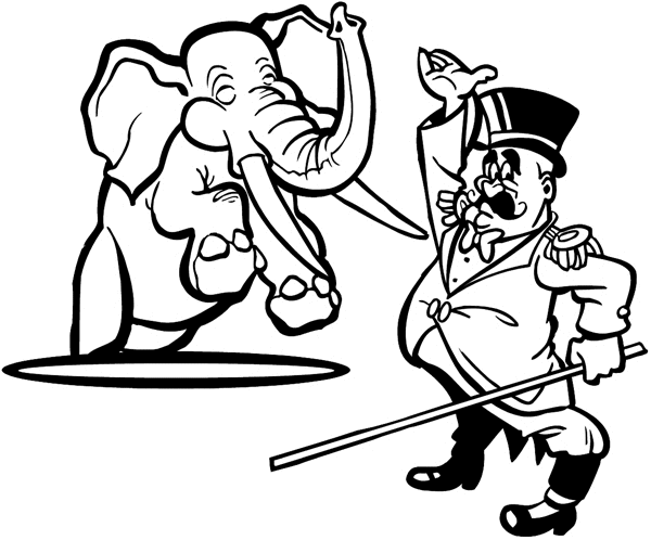 Elephant and trainer vinyl sticker. Customize on line. Entertainment And Circus 033-0177